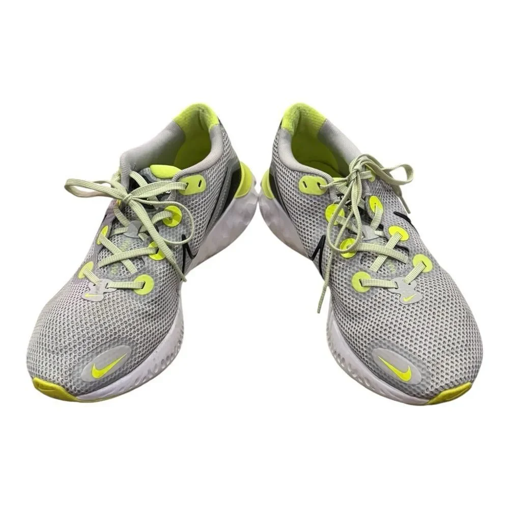 Nike Renew Run Men’s Grey Fog Volt Gray Neon Yellow Basketball Sneakers 12